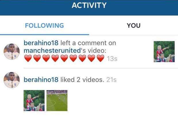 Бераино намекнул на переход в «Манчестер Юнайтед»