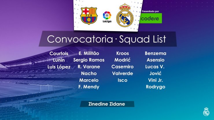 Серхио Рамос включен в заявку «Реала» на матч против «Барселоны»